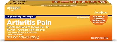 Amazon Basic Care Diclofenac Sodium Topical Gel, 1% (NSAID), for Arthritis Pain Relief, 1.76 ounce (Pack of 1) (Packaging may vary)