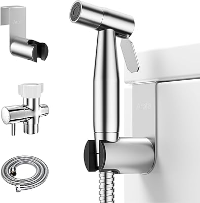 Arofa Handheld Toilet Bidet Sprayer for Toilet-Adjustable Water Pressure Control with Bidet Hose for Feminine Wash, Stainless Steel Brushed Nickel Bidet Faucet Cloth Diaper for Baby Wash