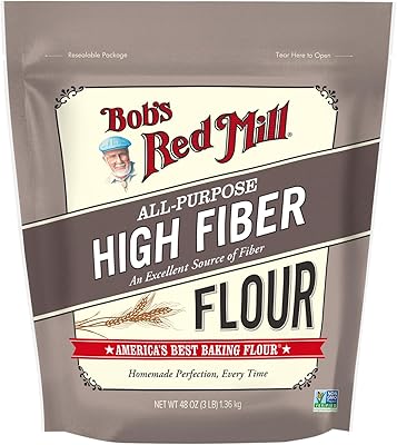 Bob’s Red Mill All Purpose High Fiber Flour - 3 lb Bag, 1-to-1 Baking Substitute, Excellent Source of Fiber, Non-GMO, Kosher