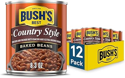 Bush's Best Baked Beans, Country Style with Bacon and Brown Sugar, 8.3 OZ (Pack of 12)
