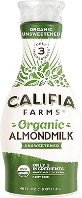 Califia Farms - Organic Unsweetened Almond Milk, 48 Oz, Dairy Free, Keto, Vegan, Plant Based, Organic Milk, Non GMO, Low Calorie, USDA Organic