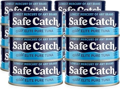 Canned Wild Tuna Fish, Wild Caught, Lowest Mercury, Gluten-Free, Kosher, Non-GMO, Whole30 Approved, Paleo, Keto Food, 5oz Can, 6-Pack
