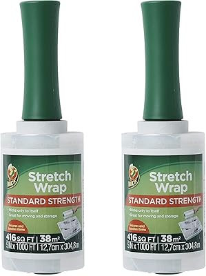 Duck Brand Stretch Wrap Roll, Clear, 5 inches by 1000 feet, 285849, Set of 2