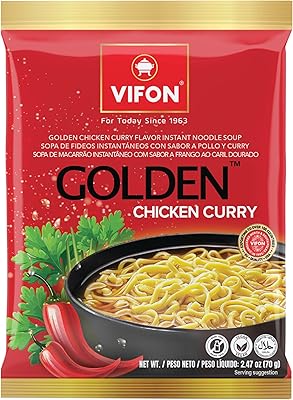 Golden (Zloty Kurczak) Curry Chicken Flavor Instant Noodle Soup Bag, 70 g | Vietnamese Curry-Style Ramen | Contains Wheat & May Contain Peanuts | Halal Certified |Includes 2 Flavor Packets | Ready in