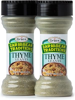 Grace Caribbean Traditions Thyme Leaves - 2 Pack - Thyme Fresh Tomillo Seco Seasoning - Dried Thyme Seasoning Herb Spices for Cooking