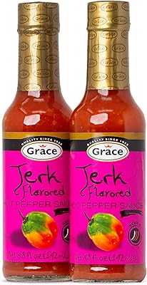Grace Jerk Hot Pepper Sauce 4.8oz - 2 Pack - Authentic Jamaican Scotch Bonnet Pepper with Seasoning - Wing Sauce - Caribbean Jerk Seasoning Jamaican Style