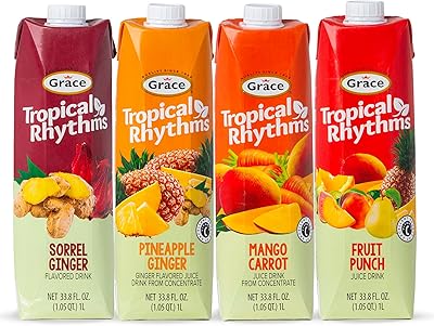 Grace Tropical Rhythms Juice 1 Liter (33.8oz) (Assorted Flavors (4 Pack))
