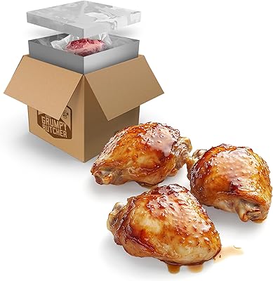 Grumpy Butcher Fully Cooked Chicken Thighs, 16 each (4 lb bag) - Southwest Tandoori Masala Style Boneless Skinless Chicken - 2 Minutes Grill-Ready