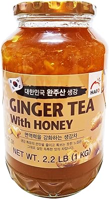 HAIO Ginger Tea With Honey - Korean Herbal Tea, 2.2 lb (1 kg) Jar