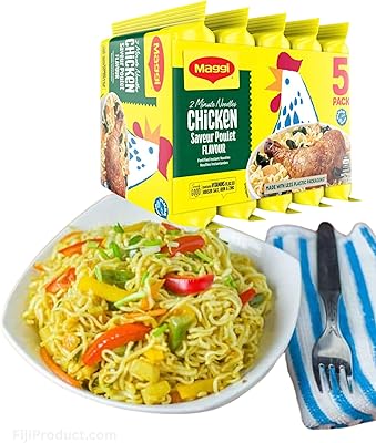 Instant 2 Minute Maggi Noodles - Chicken Flavor with Seasonings (Pack of 5 Packs / 80g Ea) To boost the goodness in your bowl ... So Delicious Meal