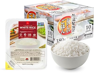 IRIS Instant White Rice (10 Pack), Ultra Premium Japanese Short Grain Sushi Sticky Rice, Microwave for 80 seconds, Non-GMO Gluten Free Vegan, Grown Polished and Packed in Japan