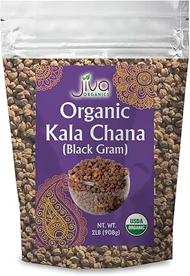 Jiva Organics Organic Kala Chana 2 Pound Bulk Bag - Black Gram, Desi Black Chickpeas, 100% Natural & Non-GMO