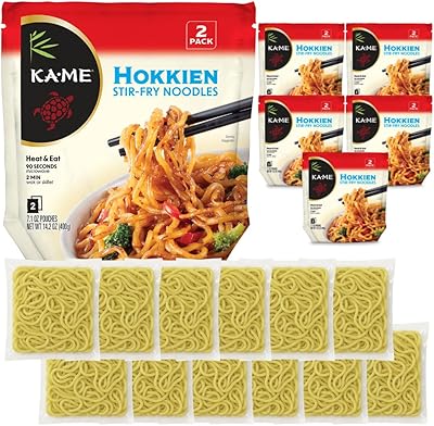 KA-ME Hokkien Stir-Fry Noodles 14.2 oz (Pack of 6), Authentic Asian Ingredients and Flavors, Certified Gluten-Free, Made of Rice, Authentic, No Preservatives or MSG, Instant & Microwaveable, Ideal In 