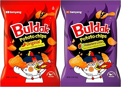 KGF - Samyang Buldak Potato Chips, Original Flavor, 4.23 oz,Pack of 2