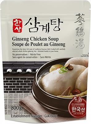 Korean Food Korean-Style Ginseng Chicken Soup (Samgyetang), Whole Chicken with Rice, Ginseng & Jujube – Ready-to-Eat Meal (28.2 oz / 800g)