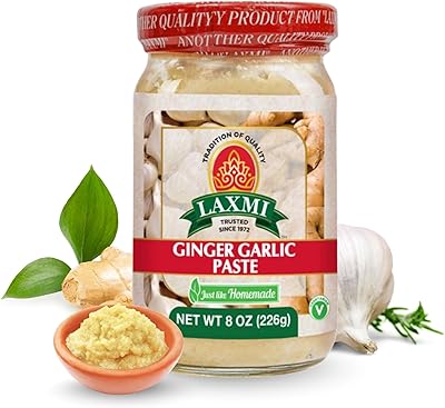 Laxmi Ginger Garlic Paste, 8 oz | Ginger and Garlic Paste in a Jar | Garlic and Ginger Paste for Cooking | A pure fresh staple