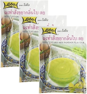 Lobo : Thai Custard Dessert Mix Pandan Flavor 4.2 Oz.(120g) - Pack of 3 - Available at World Ethnic Foods on StoresGo