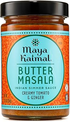 Maya Kaimal Butter Masala Sauce, 12.5 oz, Mild Indian Simmer Sauce with Creamy Tomato and Ginger. Vegetarian, Gluten Free