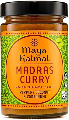 Maya Kaimal Madras Curry Sauce, 12.5 oz, Spicy Indian Simmer Sauce with Peppery Coconut and Coriander. Vegan, Gluten Free, Non-GMO Project Verified, Vegetarian
