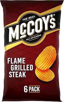 McCoy's Flame Grilled Steak Flavour Ridge Cut Potato Crisps, 6 x 25g
