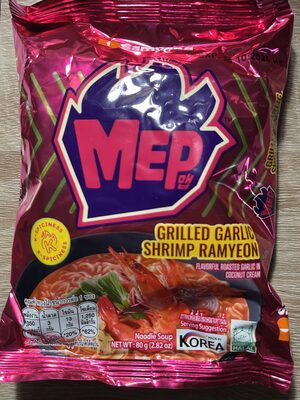 MEP Garlic and Clam Flavor, Instant Korean Ramen noodles, Spicy Ramyeon Noodle Soup 3.88 OZ (110g) x 6 Bowls