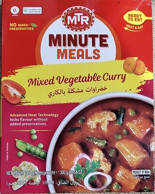 MTR - Minute Meals: Flavorful Mixed Vegetable Curry - Authentic Indian Ready-to-Eat Meal with No Added Preservatives - A Quick Meal Suitable for Vegetarians, Ready in Minutes! (Pack of 6)