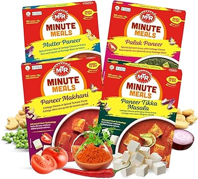 MTR Ready-To-Eat: Exotic Paneer Mix - Assorted Pack of 4 (Mutter Paneer, Palak Paneer, Paneer Makhani, Paneer Tikka Masala) - Authentic Indian Food with No Added Preservatives - Suitable for Vegetaria