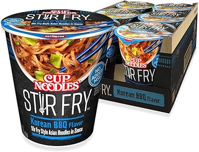 Nissin Cup Noodles Stir Fry Noodles in Sauce, Korean BBQ, 2.89 Ounce (Pack of 6) - Available at World Ethnic Foods on StoresGo