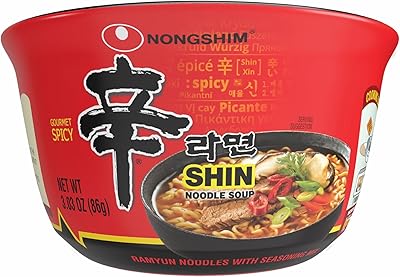 Nongshim Ramen Noodles, Gourmet Instant Ramen bowl, Premium Microwavable Noodle Soup, Shin Gold, 3.56 Ounce (Pack of 6)