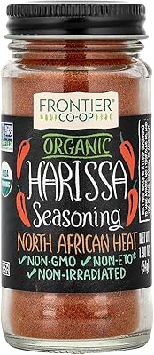 Organic Harissa Seasoning, 1.9 Ounce Bottle, N. African Heat with Chili Peppers, Cayenne, Paprika & Coriader