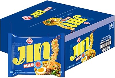OTOKI Jin Ramen Mild Korean Instant Ramen, 13-Hour Simmered Beef Bone Broth, Mild Savory Flavor, Ready in 4 Minutes, 4.23 oz (Pack of 18)