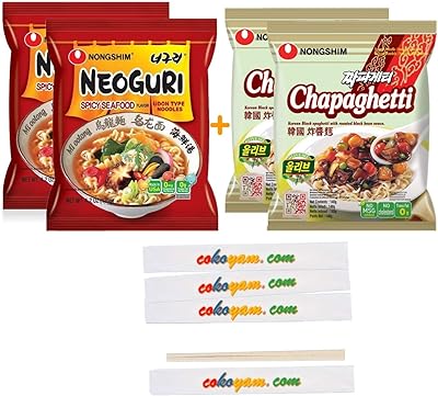 Parasite Noodle - Jjapaguri / Chapaguri (Jjapaghetti and Neoguri Combined - Oscar Parasite Ram Don Jjapaguri) + COKOYAM Chopsticks (2+2 (4 Packs))