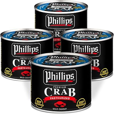 Phillips Special Crab Meat 16oz Cans, 4 Pack – Pasteurized Wild Caught Crabmeat, Blue Swimmer, Fully Cooked Canned Meat for Crab Cake, Salads & Seafood Dishes