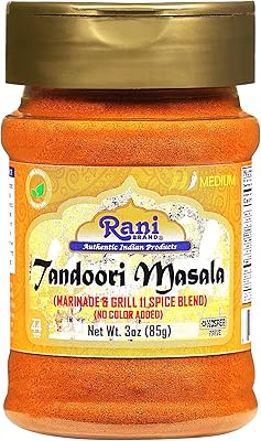 Rani Tandoori Masala (Natural, No Colors Added) Indian 11-Spice Blend 3oz (85g) PET Jar ~ Salt Free | Vegan | Gluten Friendly | NON-GMO | Kosher | Indian Origin