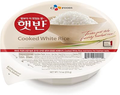 Rice Cooked White Hetbahn, Gluten-Free & Vegan, Instant & Microwaveable, 7.4 Oz, 12 Count