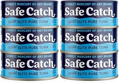 Safe Catch Canned Wild Tuna Fish, Wild Caught, Lowest Mercury, Gluten-Free, Kosher, Non-GMO, Whole30 Approved, Paleo, Keto Food, 5oz Can, 12-Pack