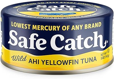 Safe Catch Wild Ahi Yellowfin Tuna Fish Canned, Wild Caught, Lowest Mercury, Lean Protein, Omega 3, Gluten-Free, Kosher, Pack of 6