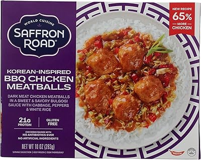 Saffron Road Frozen Korean-Inspired BBQ Chicken– High Protein, Chickens Raised with no Antibiotics, No Artificial Ingredients, Gluten Free–10 Ounce