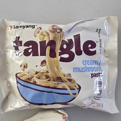 Samyang Tangle Creamy Mushroom Pasta | Instant Pasta | Mukbang | 15g of Protein | Linguine | 7g of Fiber | Chick Pea based | Easy Prep | Convenient | 4 Pack