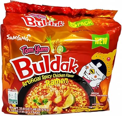 SAMYANG Tom Yum Buldak Chicken Flavor - Thai-Style Spicy and Sour Ramen Soup – 23.8 Oz (pack of 1) (Total 5 pcs)