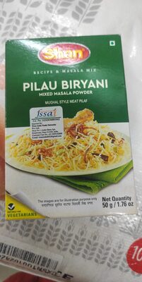 Shan Pilau Biryani Recipe and Seasoning Mix 1.76 oz (50g) - Spice Powder for Mughal Style Meat Layered Pilaf - Suitable for Vegetarians - Airtight Bag in a Box (Pack of 6)