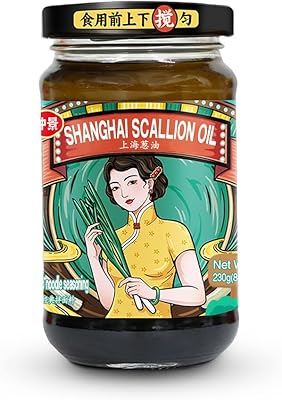 Shanghai Scallion Sauce - 8.1oz Scallion Oil with Spring Onion for Noodles, Rice, Soup, Spring Onion in Oil, Ready to Eat and Use as Dipping and Drizzling Sauce, Condiment, 230g(Pack of 1)