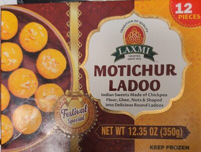 Sukhadia's Motichoor Ladoo- Indian Sweet, 16oz Box (12pc)-FRESHLY MADE IN USA