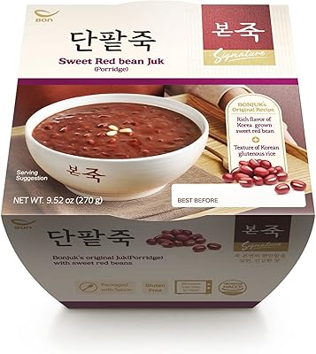 Sweet Redbean Juk(Porridge) Bowl - Korean soup stew Kfood, Hearty Breakfast Oat Meal – 9.5oz(270g), bowl type