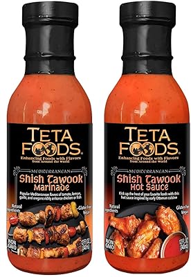Teta Foods Assorted Selection of Middle Eastern Salad Dressings, Marinades. (1 Tawook R, 1 Spicy)