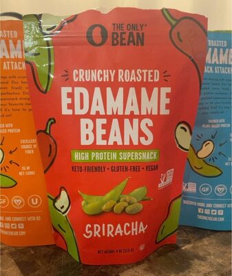 The Only Bean Crunchy Roasted Edamame Snack (Sriracha), High Protein Snacks (13g) Healthy Protein Chips, Keto Friendly Food (2g Net), Plant-Based Vegan Snacks, Office Snacks, Spicy Snack, 4oz (3 Pack)