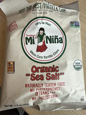 Tortilleria Mi Nina, Chip Tortilla White Corn Sea Salt, 12 Ounce