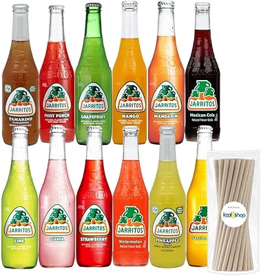 Variety Pack Mexican Soft Soda Drink 12 fl oz Glass Bottles 12 Pack + 15 Sugarcane Disposable Straws by KOOL8SHOP Infinite Deals